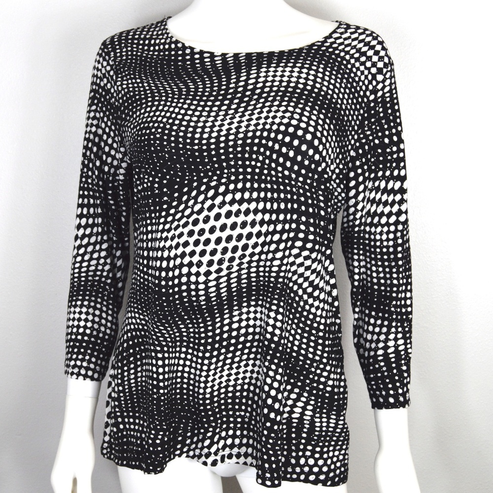 JM Collection Black and White Top